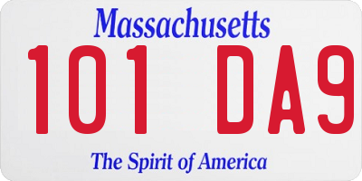 MA license plate 101DA9