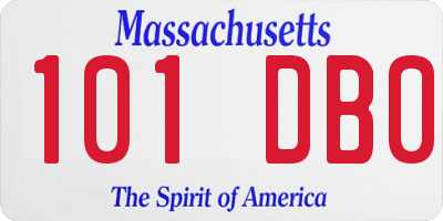 MA license plate 101DB0