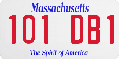 MA license plate 101DB1