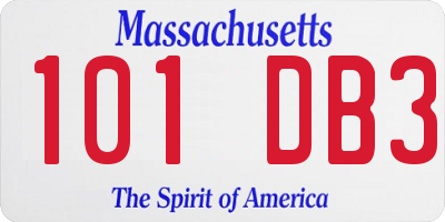 MA license plate 101DB3