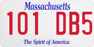 MA license plate 101DB5