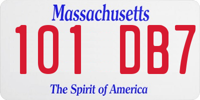 MA license plate 101DB7