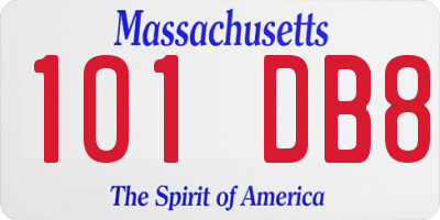 MA license plate 101DB8