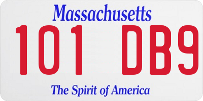 MA license plate 101DB9