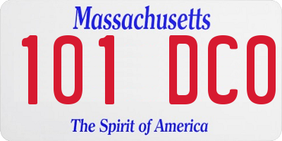 MA license plate 101DC0