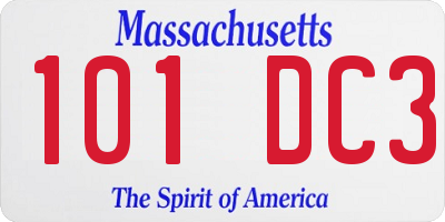 MA license plate 101DC3