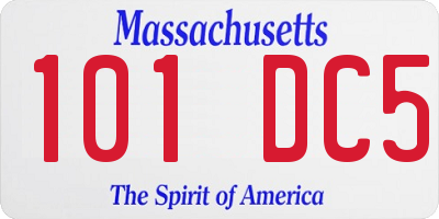 MA license plate 101DC5