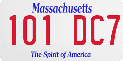 MA license plate 101DC7