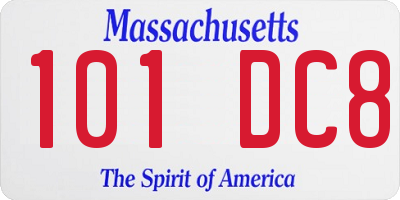 MA license plate 101DC8