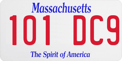 MA license plate 101DC9