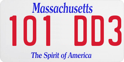 MA license plate 101DD3