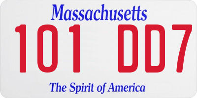 MA license plate 101DD7