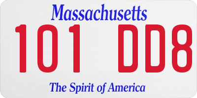 MA license plate 101DD8