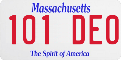 MA license plate 101DE0