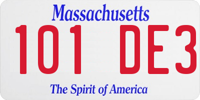 MA license plate 101DE3