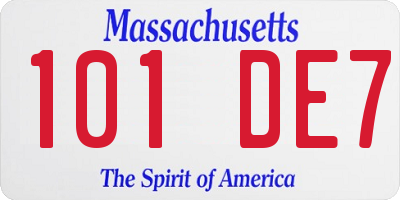 MA license plate 101DE7