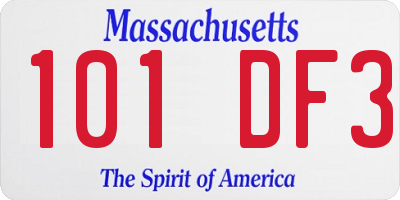 MA license plate 101DF3