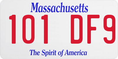 MA license plate 101DF9