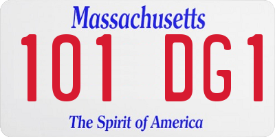 MA license plate 101DG1