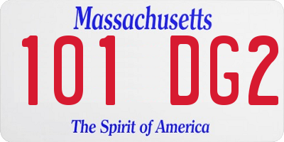 MA license plate 101DG2