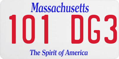 MA license plate 101DG3