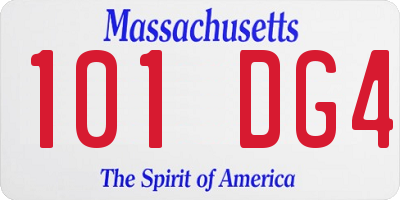 MA license plate 101DG4