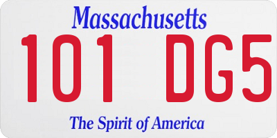 MA license plate 101DG5