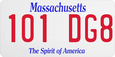 MA license plate 101DG8