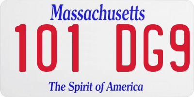 MA license plate 101DG9