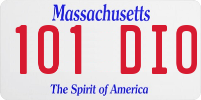 MA license plate 101DI0