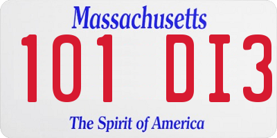 MA license plate 101DI3