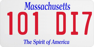 MA license plate 101DI7