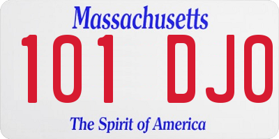 MA license plate 101DJ0