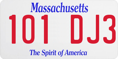 MA license plate 101DJ3