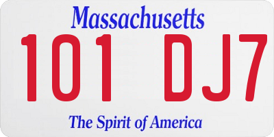 MA license plate 101DJ7