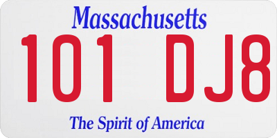 MA license plate 101DJ8