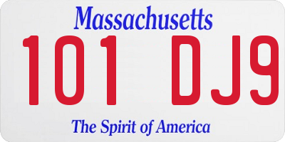 MA license plate 101DJ9