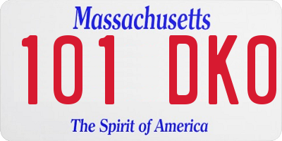 MA license plate 101DK0