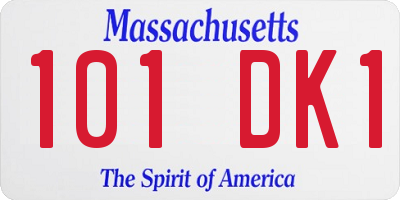 MA license plate 101DK1