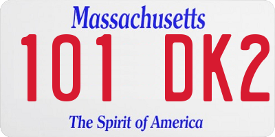 MA license plate 101DK2