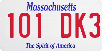 MA license plate 101DK3