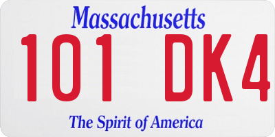 MA license plate 101DK4