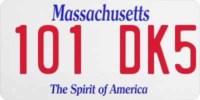 MA license plate 101DK5