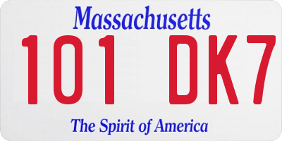 MA license plate 101DK7