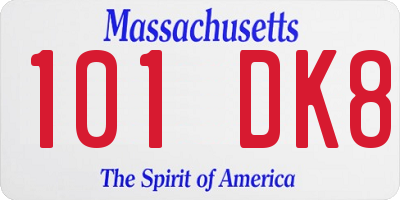 MA license plate 101DK8