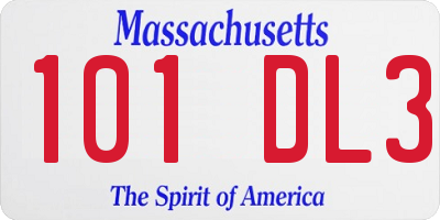 MA license plate 101DL3