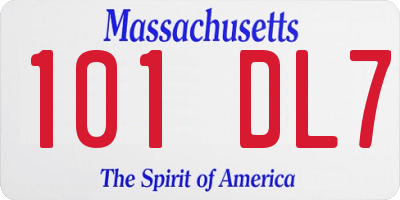 MA license plate 101DL7