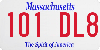 MA license plate 101DL8