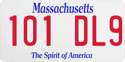 MA license plate 101DL9