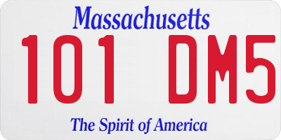 MA license plate 101DM5